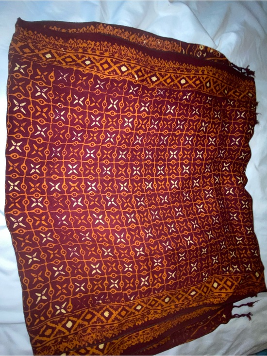 Accessories - Boho Printed Maroon and Mustard Scarf